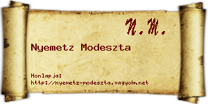 Nyemetz Modeszta névjegykártya